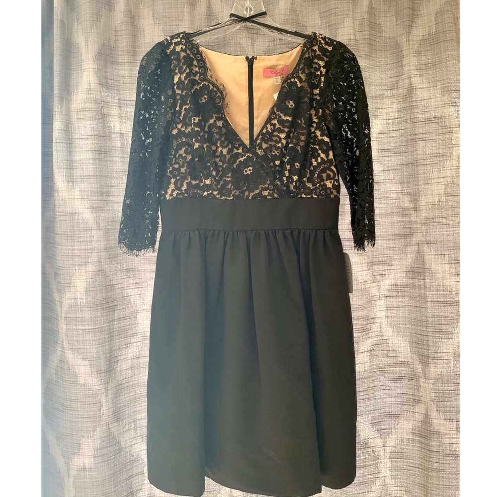 NWT Eliza J Black Lace Sleeve A-line dress (Sz 14)